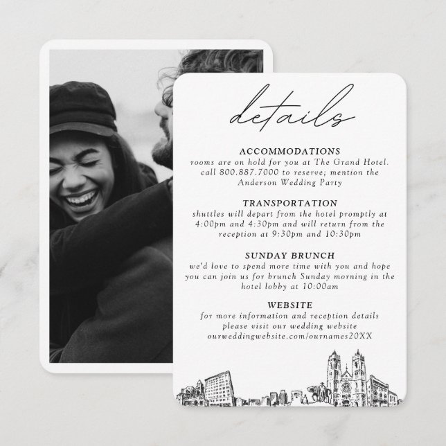 Newark New Jersey Wedding Details Enclosure Card (Front/Back)