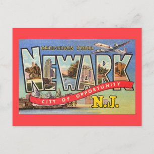 Newark NJ City of Opportunity Retro Postcard