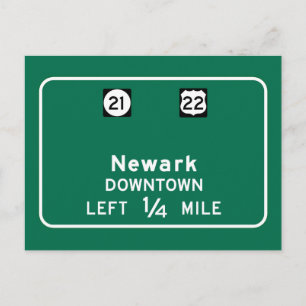 Newark, NJ Road Sign Postcard