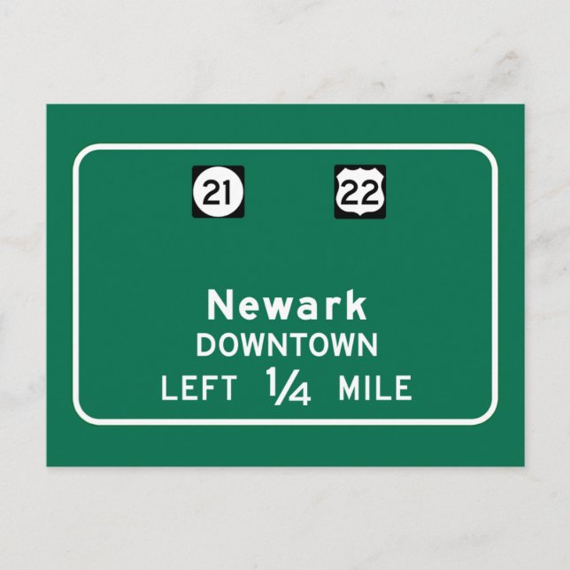 Newark, NJ Road Sign Postcard (Front)