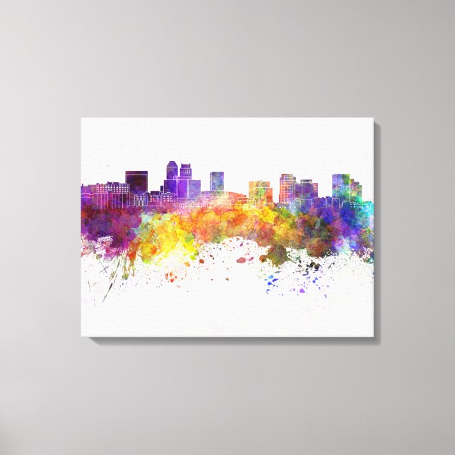 Newark skyline in watercolor background canvas print (Front)