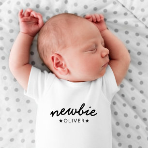 Newbie Name   Modern Minimalist Star Stylish Cute Baby Bodysuit