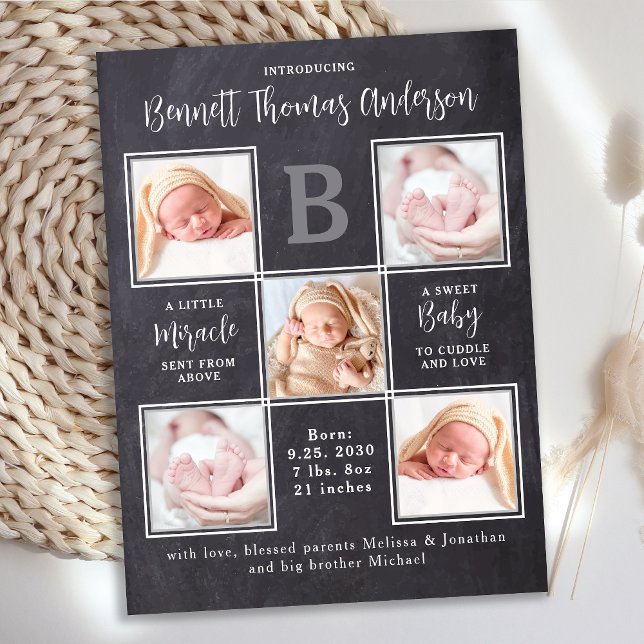 Newborn Baby 5 Photo Collage Birth Announcement  Postcard (Creator Uploaded)