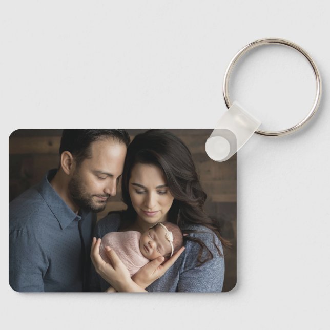 Newborn Baby and Parents Photo  Key Ring (Front)