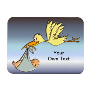 Newborn Baby Arrival - A Flying Stork Delivery Magnet