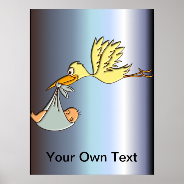 Newborn Baby Arrival - A Flying Stork Delivery Poster (Front)