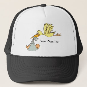 Newborn Baby Arrival - A Flying Stork Delivery Trucker Hat