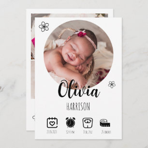 Newborn Baby Birth Announcement Photo Collage
