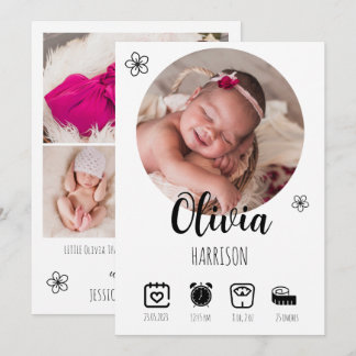 Newborn Baby Birth Announcement Photo Collage