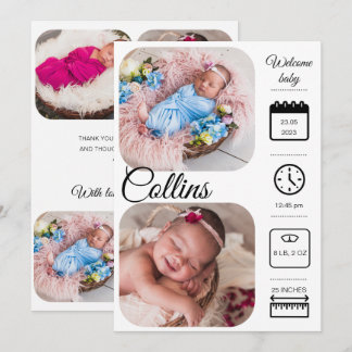 Newborn Baby Birth Announcement Photo Collage