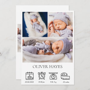 Newborn Baby Birth Announcement Photo Collage