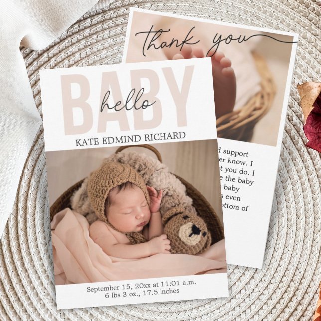 Newborn Baby Birth Announcement Template Thank You (Creator Uploaded)