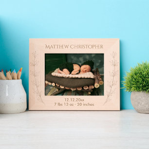 Newborn Baby Birth Details Wildflower Etched Frames