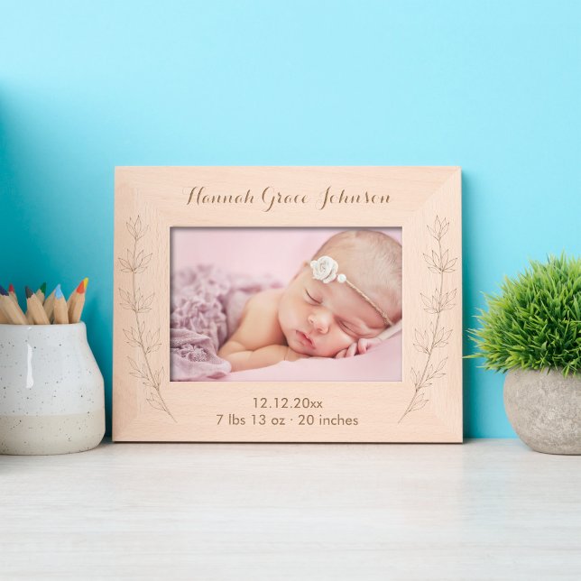 Newborn Baby Birth Details Wildflower Script Etched Frames (Creator Uploaded)