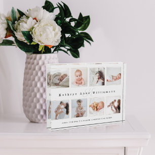 Newborn Baby Birth Stats Photo Collage & Monogram Block