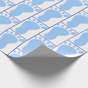 Newborn Baby Boy Blue Foot impression Wrapping Paper