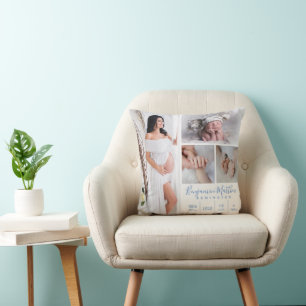 Newborn Baby Boy Blue Photo Keepsake Cushion