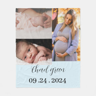  Newborn baby boy blue  photo keepsake  Fleece Blanket