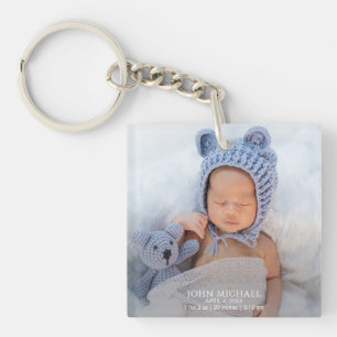 Newborn Baby Boy Photo Key Ring