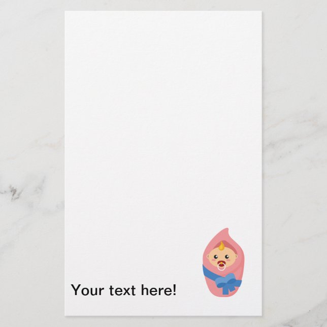 Newborn baby clipart stationery (Front)