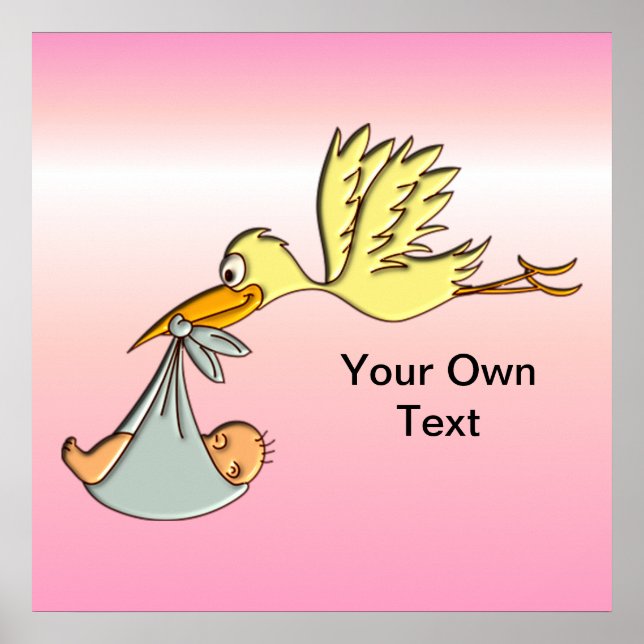 Newborn Baby Girl - A Flying Stork Delivery Poster (Front)