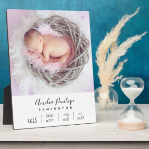 Newborn Baby Girl Birth Stats Photo Plaque