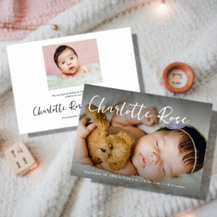 Newborn Baby girl Modern 2 photos Custom Stats Announcement