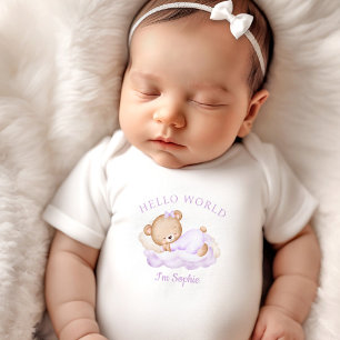 Newborn Baby Girl Name Personalised Purple Bodysuit