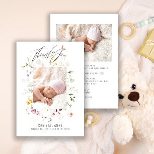 Newborn Baby Girl Thank You Photo Birth Announcement