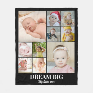 Newborn Baby Kids Family Photo Collage 10 Pictures Fleece Blanket