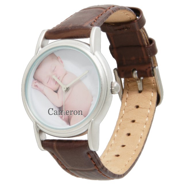 Newborn baby photo and name watch (Angled)