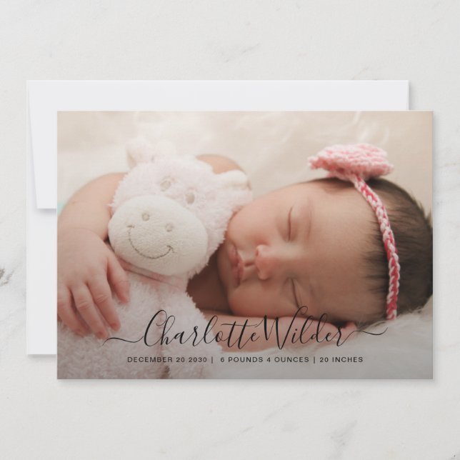 Newborn Baby Photo Birth Announcement Flat Card (Front)