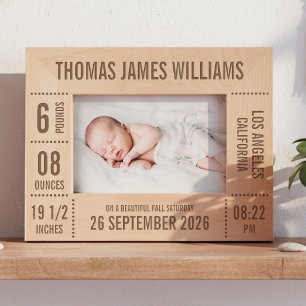 Newborn Baby Photo Frame Engraved Birth Stats