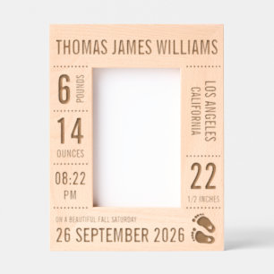 Newborn Baby Photo Frame Engraved Birth Stats