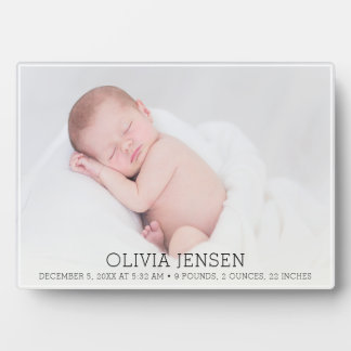 Newborn Baby photo name Script birth stats  Plaque