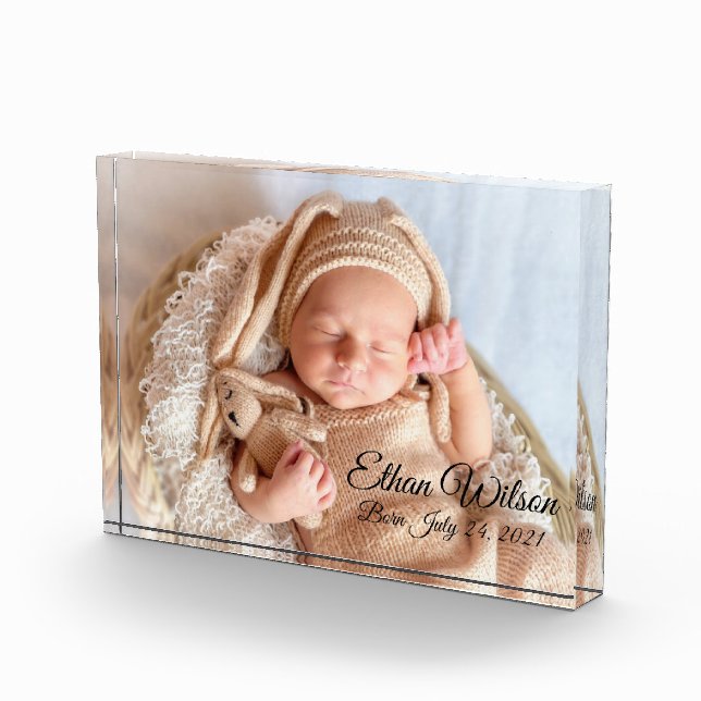 Newborn baby photo text name and birth date (Right)