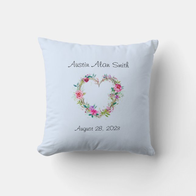 Newborn baby pillow monogrammed (Front)