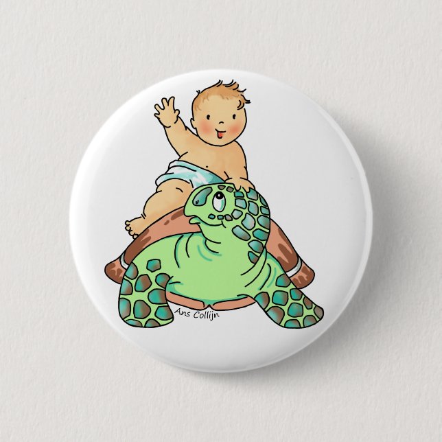 Newborn Baby rides Turtle Button (Front)