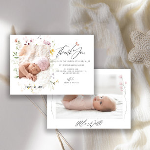 Newborn Baby Shower Girl Thank You Photo Birth Announcement