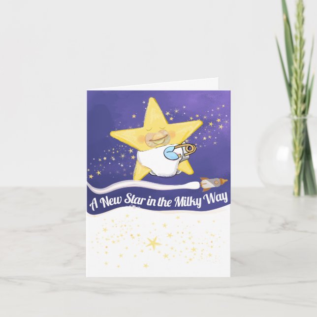 Newborn Baby Star Boy Announcement (Front)