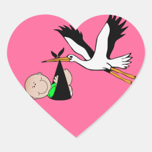 Newborn Baby & Stork Heart Sticker