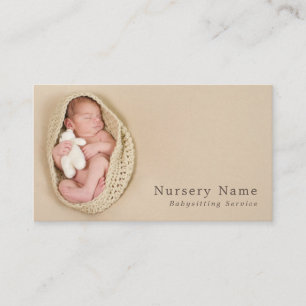Newborn Baby & Teddy, Babysitter, Daycare, Nursery Business Card