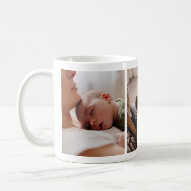 Newborn Baby with Mother Photo Collage Mug (Left)