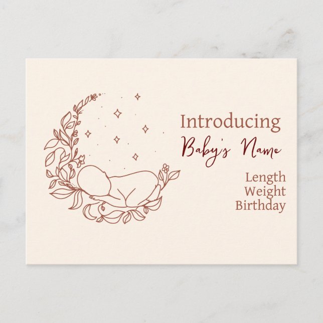 Newborn Birth Announcement Postcard (Front)