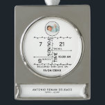 Newborn Birth Stats Baby Photo Announcement Silver Plated Banner Ornament<br><div class="desc">A newborn birth stats announcement with baby's photo makes the perfect keepsake for any time of the birth year,  including baby's 1st Christmas.</div>