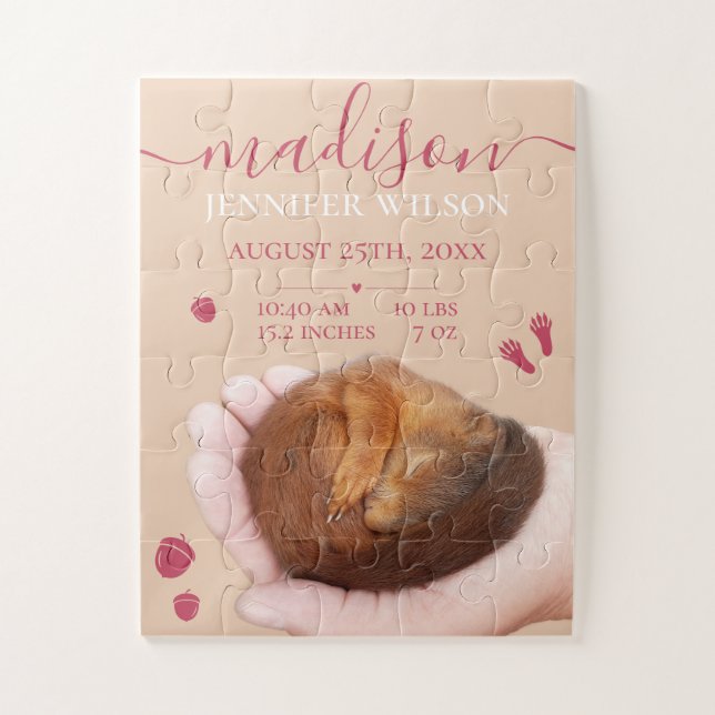 Newborn Birth stats baby Puzzle (Vertical)