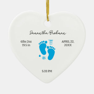 Newborn Birth Stats Nursery Baby Feet Keepsake Ceramic Tree Decoration