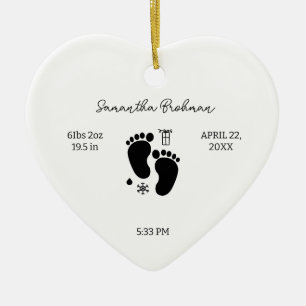 Newborn Birth Stats Nursery Baby Feet Keepsake Ceramic Tree Decoration