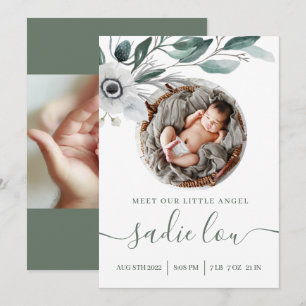 Newborn Birth Stats Photo Announcement Cards