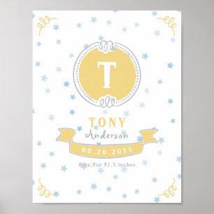 Newborn boy personalised baby keepsakes monogram poster
